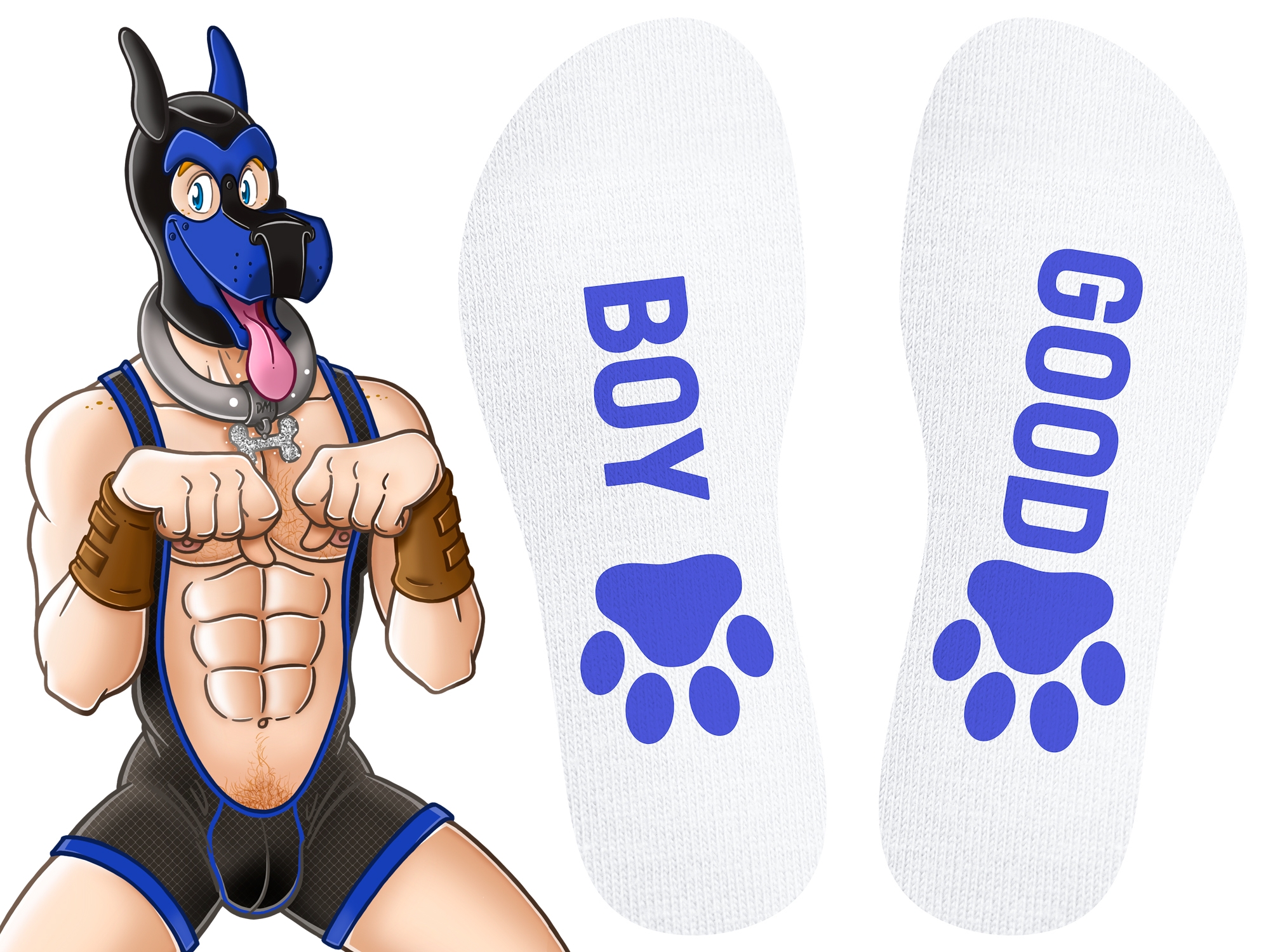 Chaussettes Good Boy Blanc-Bleu – Image 3