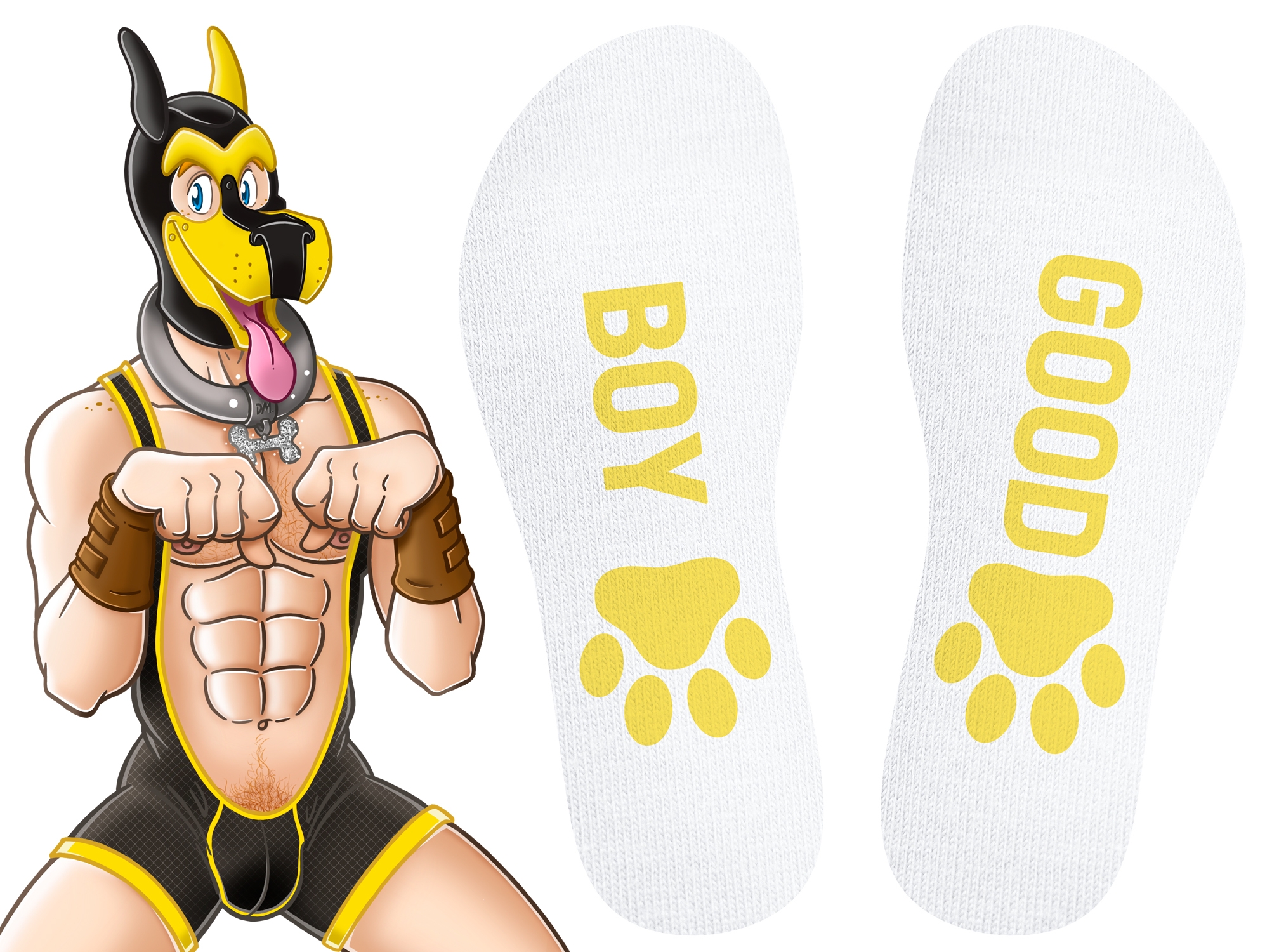 Chaussettes Good Boy Blanc-Jaune – Image 3