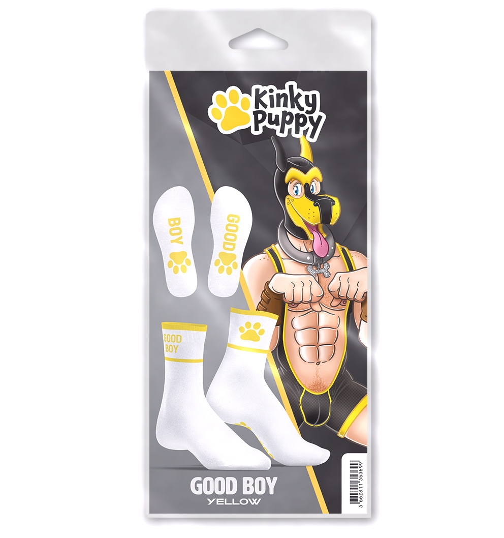 Chaussettes Good Boy Blanc-Jaune – Image 4