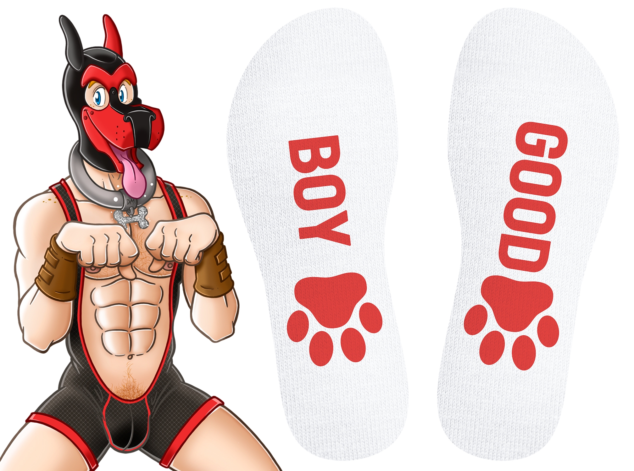 Chaussettes Good Boy Blanc-Rouge – Image 3