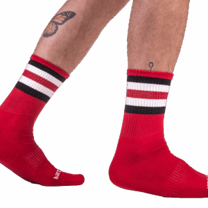 Chaussettes Half Socks Stripes Rouge Noir Blanc