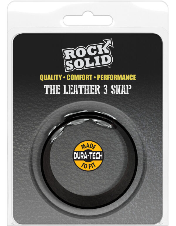 Cockring ajustable en cuir The Leather 3 Snap Noir – Image 2