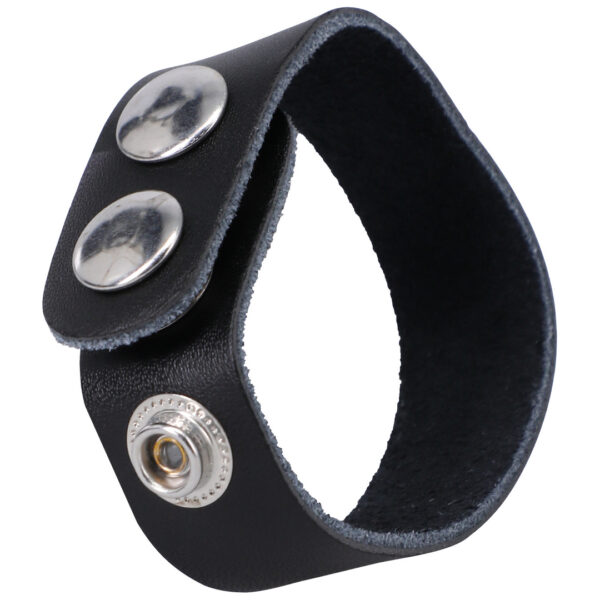 Cockring ajustable en cuir The Leather 3 Snap Noir – Image 3
