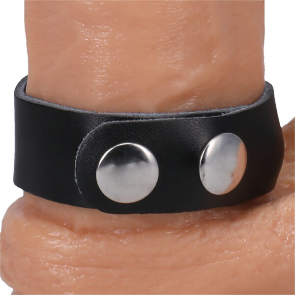 Cockring ajustable en cuir The Leather 3 Snap Noir – Image 6