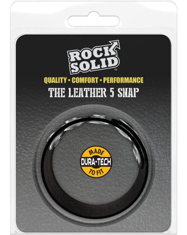 Cockring ajustable en cuir The Leather 5 Snap Noir – Image 2