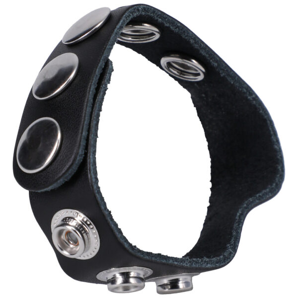 Cockring ajustable en cuir The Leather 5 Snap Noir – Image 3
