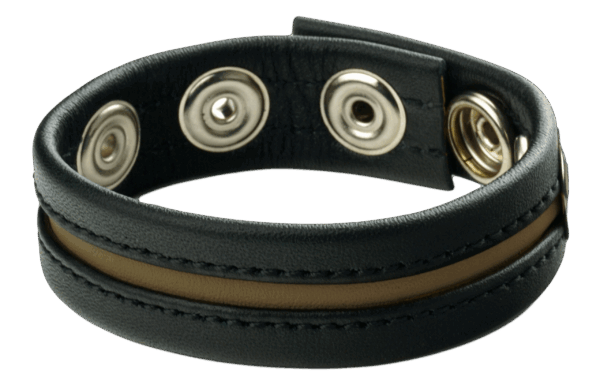 Cockring en cuir 3 pressions Noir-Army