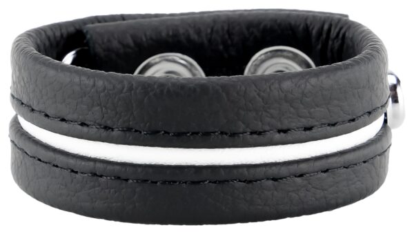 Cockring en cuir 3 Pressions Noir-Blanc – Image 3