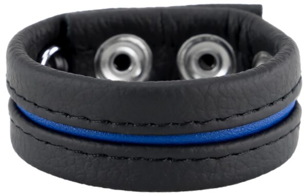 Cockring en cuir 3 Pressions Noir-Bleu – Image 3
