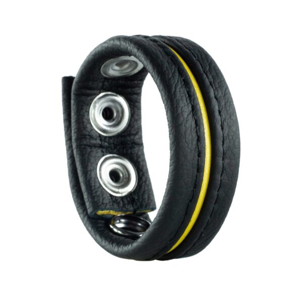 Cockring en cuir 3 Pressions Noir-Jaune – Image 2
