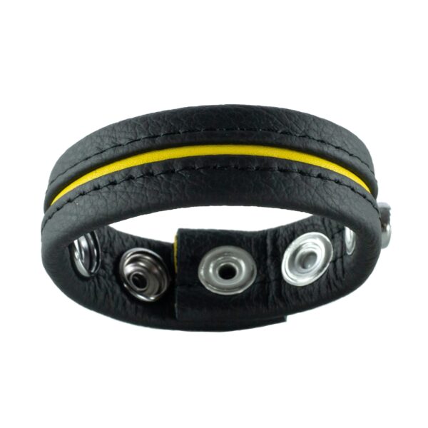 Cockring en cuir 3 Pressions Noir-Jaune – Image 3