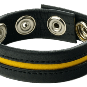 Cockring en cuir 3 pressions Noir-Jaune