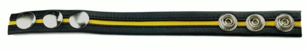 Cockring en cuir 3 pressions Noir-Jaune – Image 2