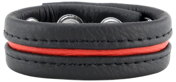 Cockring en cuir 3 Pressions Noir-Rouge – Image 3