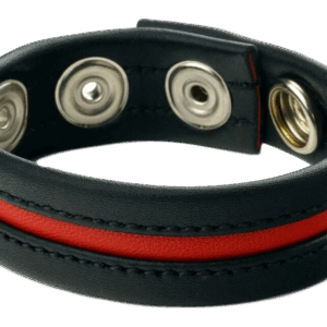 Cockring en cuir 3 pressions noir-Rouge