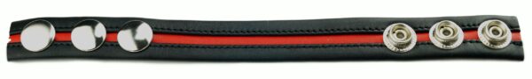 Cockring en cuir 3 pressions noir-Rouge – Image 2