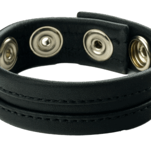 Cockring en cuir 3 pressions Noir
