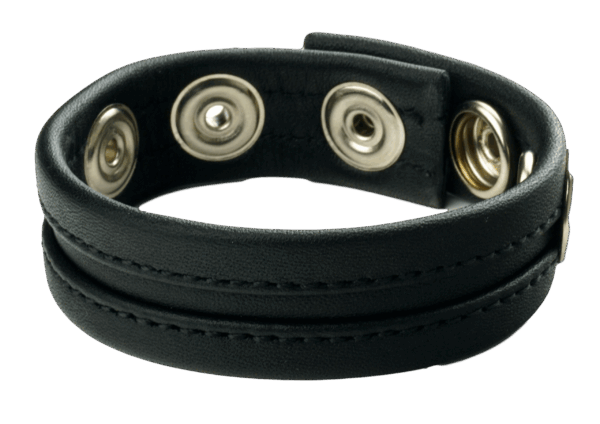 Cockring en cuir 3 pressions Noir