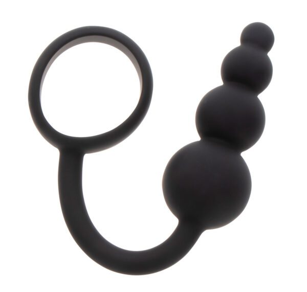 Cockring Plug anal Beads Ring 8.5 x 3.5 cm Noir – Image 2