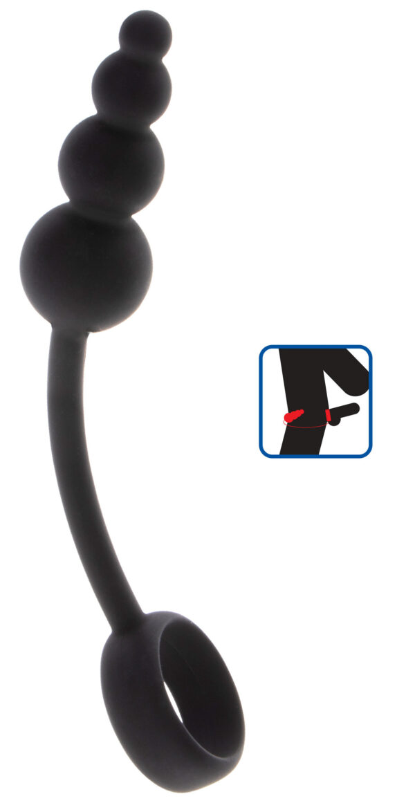 Cockring Plug anal Beads Ring 8.5 x 3.5 cm Noir – Image 3