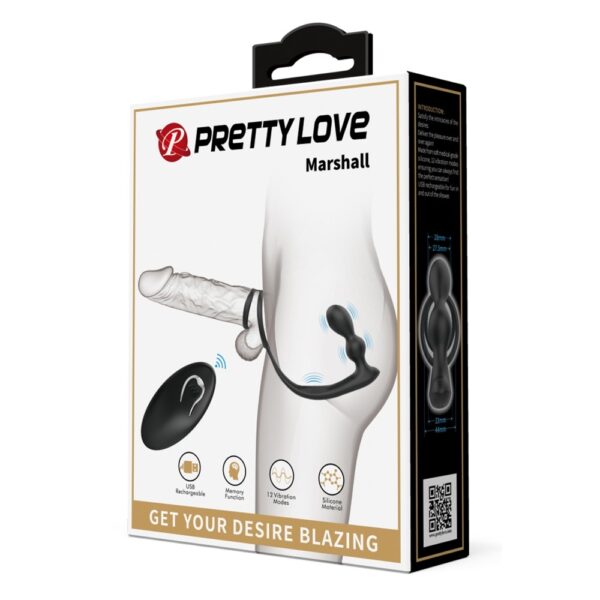 Cockring Plug Marshall Pretty Love 7.5 x 2.7 cm Noir – Image 2