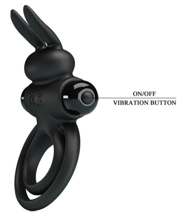 Cockring vibrant Dick Rabbit Petty Love 25mm Noir – Image 4