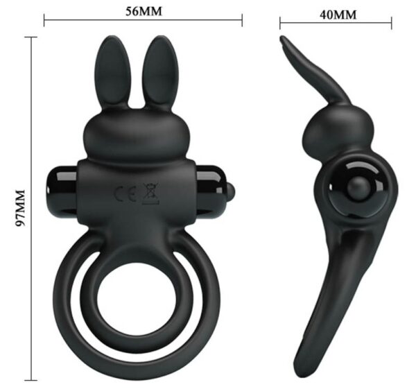 Cockring vibrant Dick Rabbit Petty Love 25mm Noir – Image 6