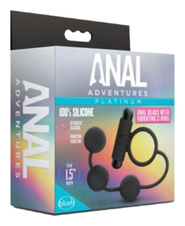 Cockring vibrant et Chapelet Anal Adventures Beads C-Ring 17 x 3.7cm – Image 2