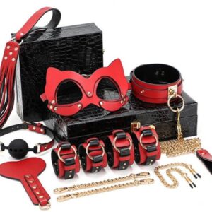 Coffret BDSM Luxury Noir-Rouge 8 Pièces