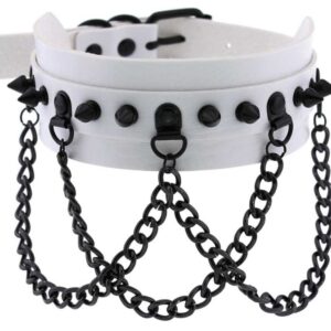 Collier à pointes Piky Blanc-Noir