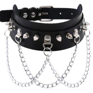Collier à pointes Piky Noir-Argenté