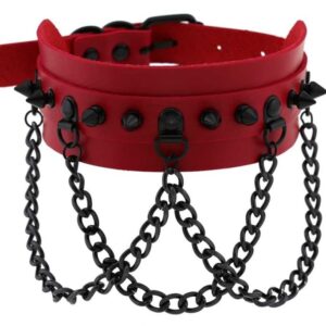 Collier à pointes Piky Rouge-Noir