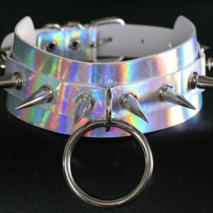 Collier à pointes Strobo Laser Argenté