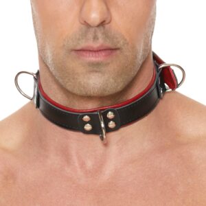 Collier Deluxe Bondage Noir-Rouge