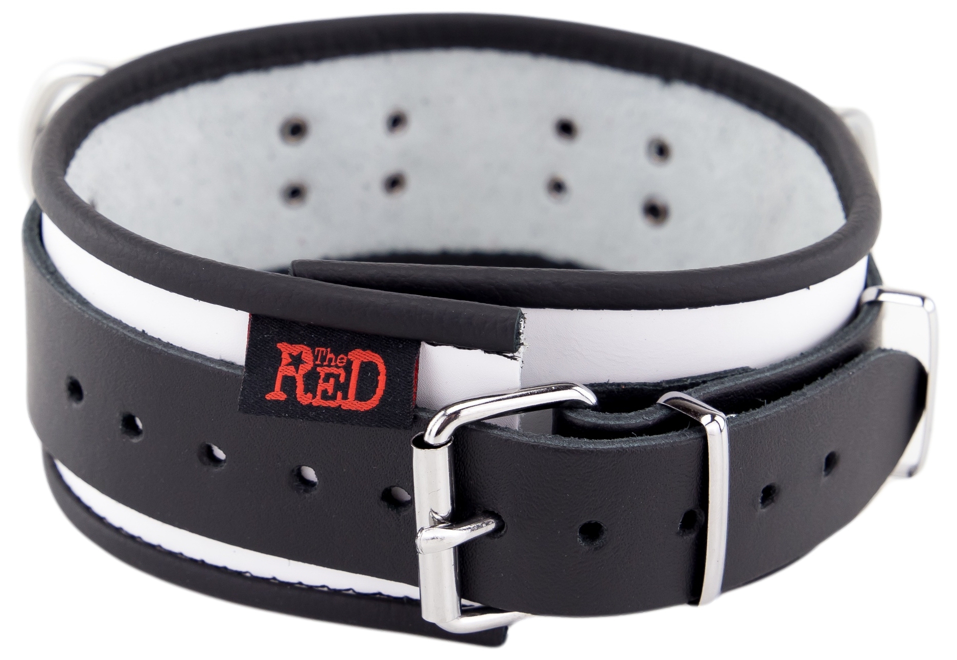 Collier en cuir 3 Anneaux D Blanc-Noir – Image 4