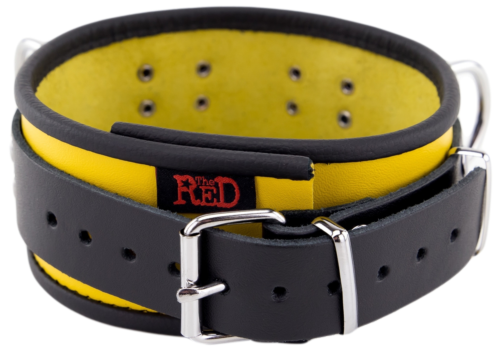 Collier en cuir 3 Anneaux D Jaune-Noir – Image 4