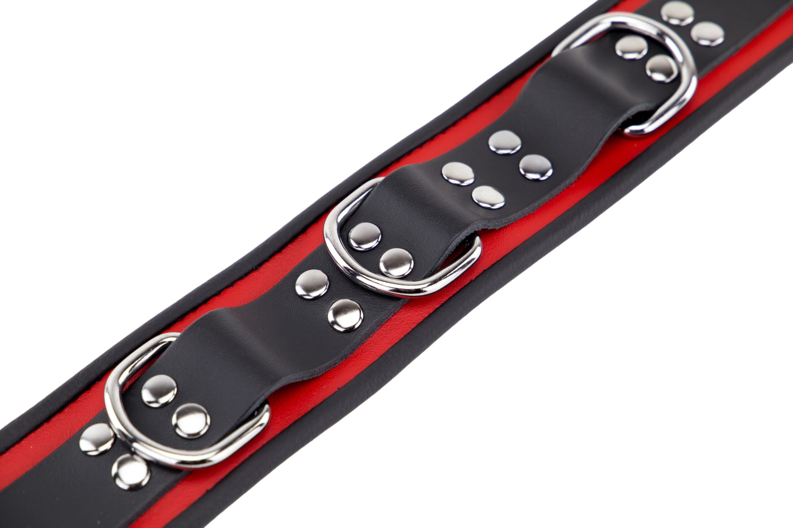 Collier en cuir 3 Anneaux D Rouge-Noir – Image 7