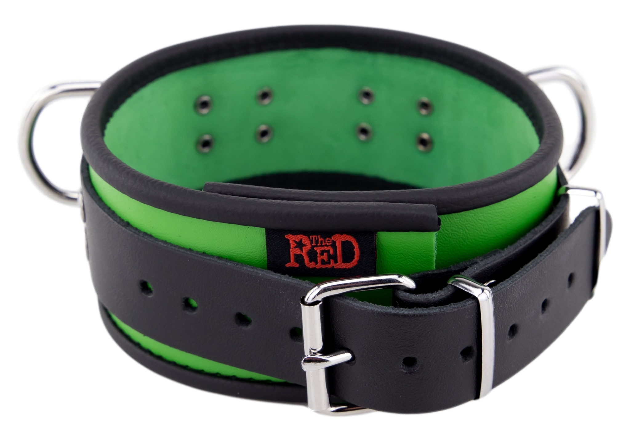 Collier en cuir 3 Anneaux D Vert-Noir – Image 4