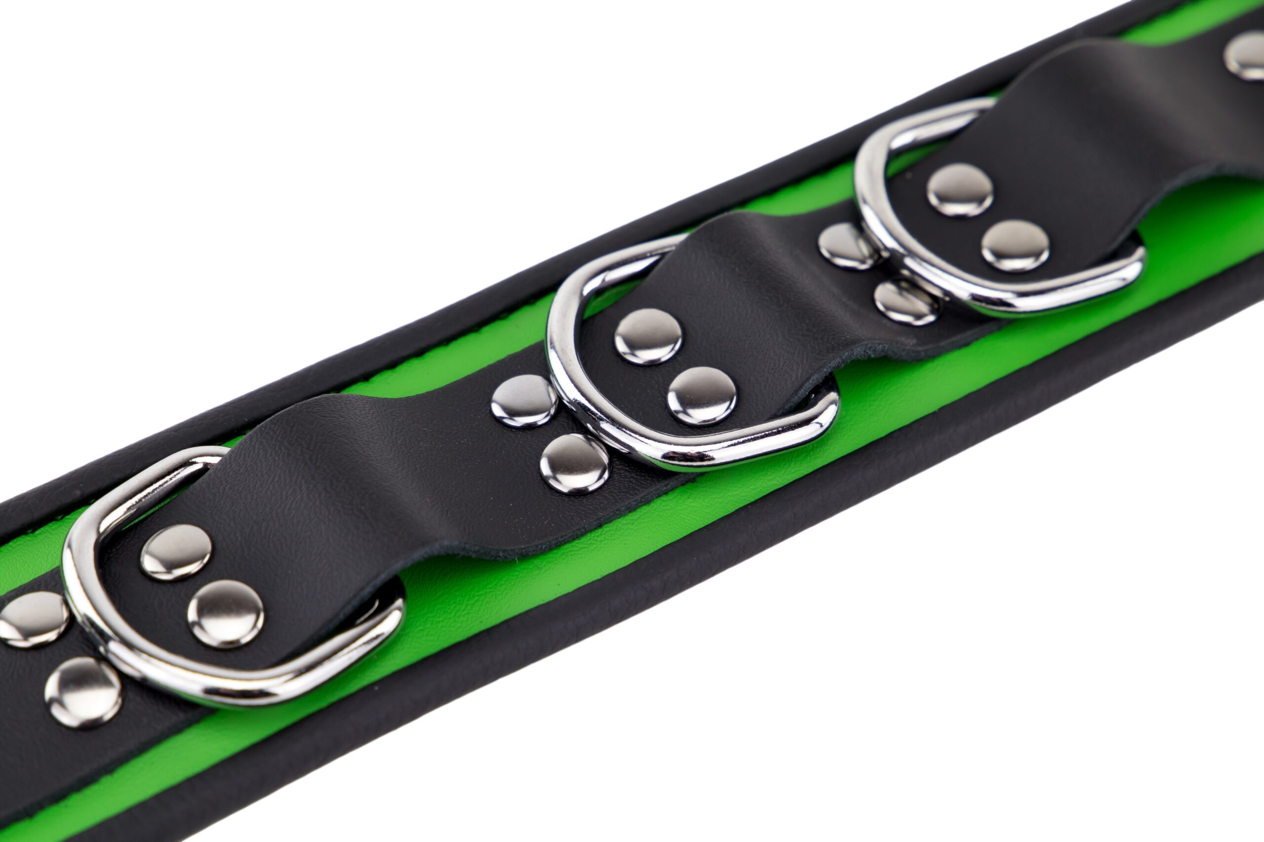 Collier en cuir 3 Anneaux D Vert-Noir – Image 7