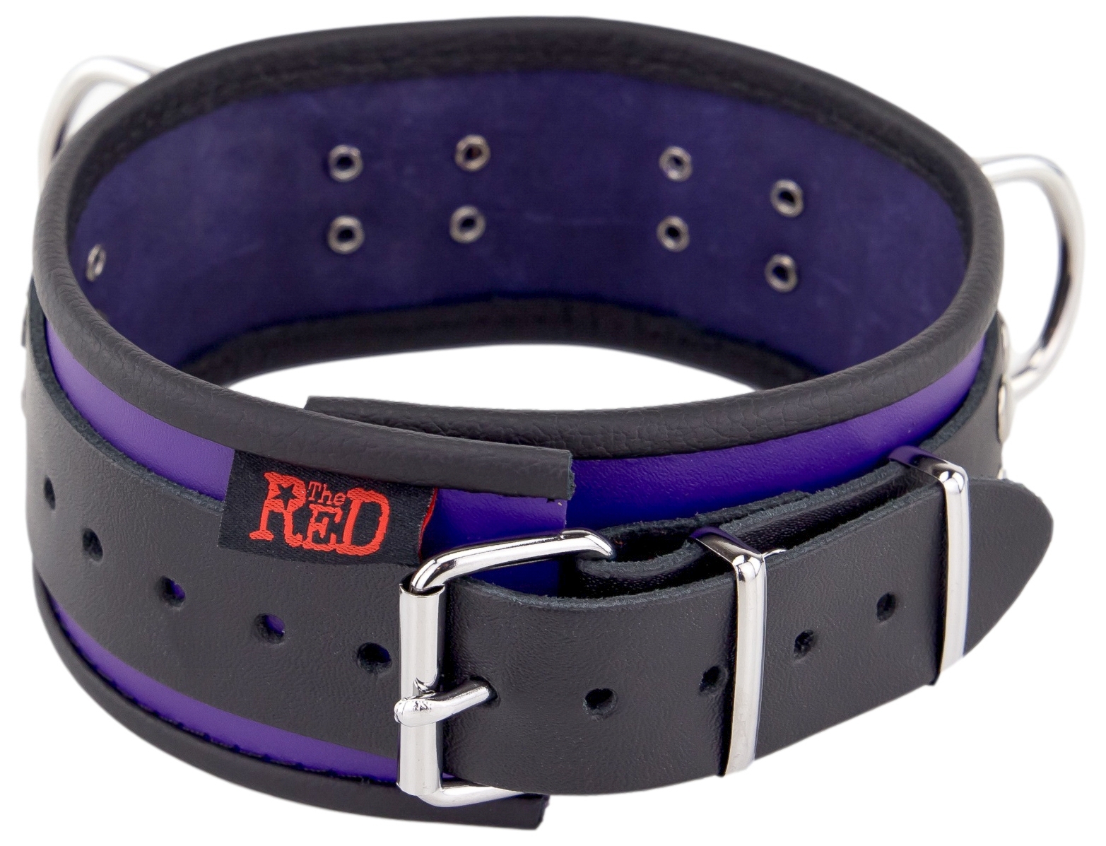 Collier en cuir 3 Anneaux D Violet-Noir – Image 4