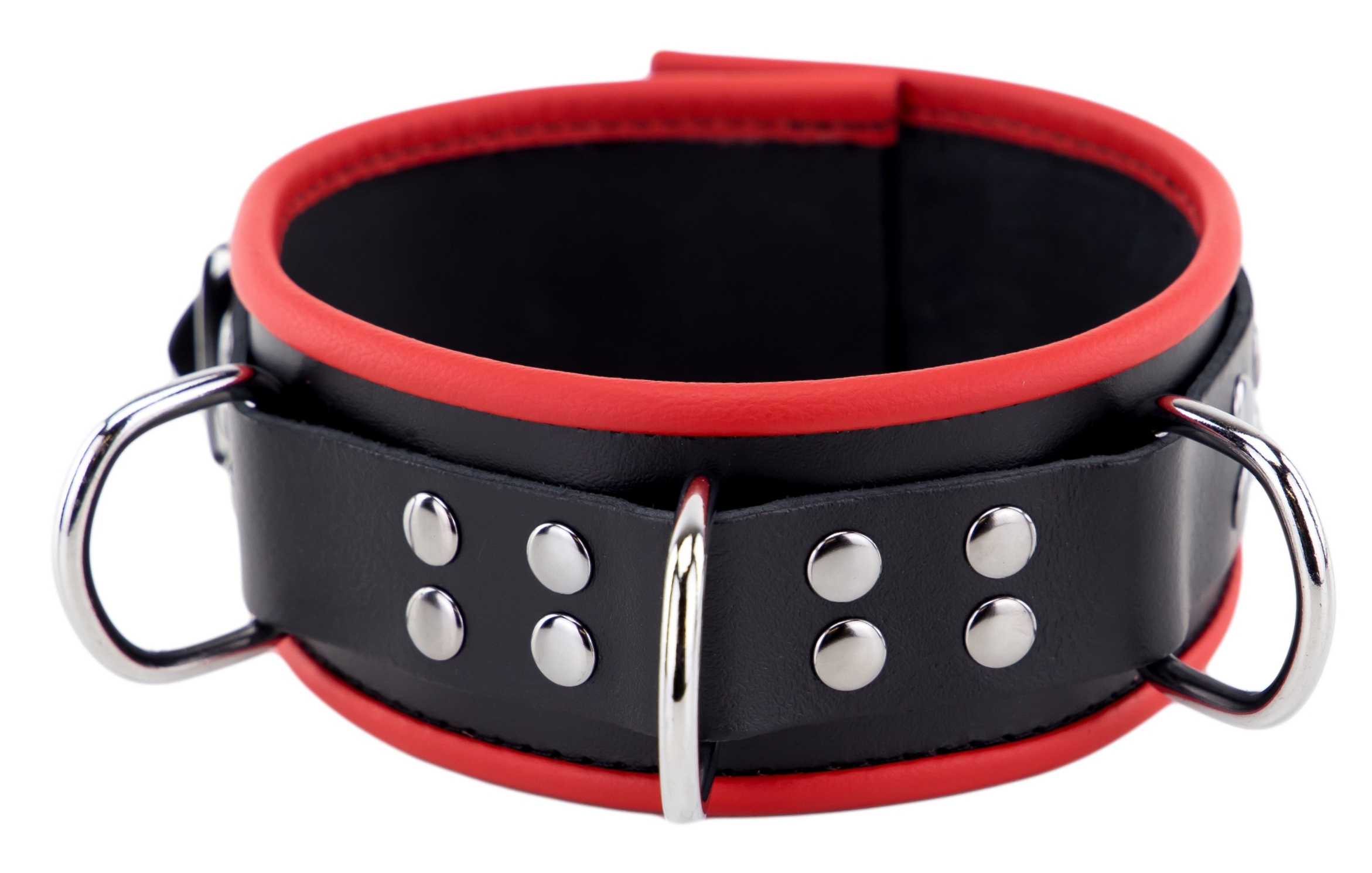 Collier en cuir avec 3 Anneaux D Rouge – Image 4