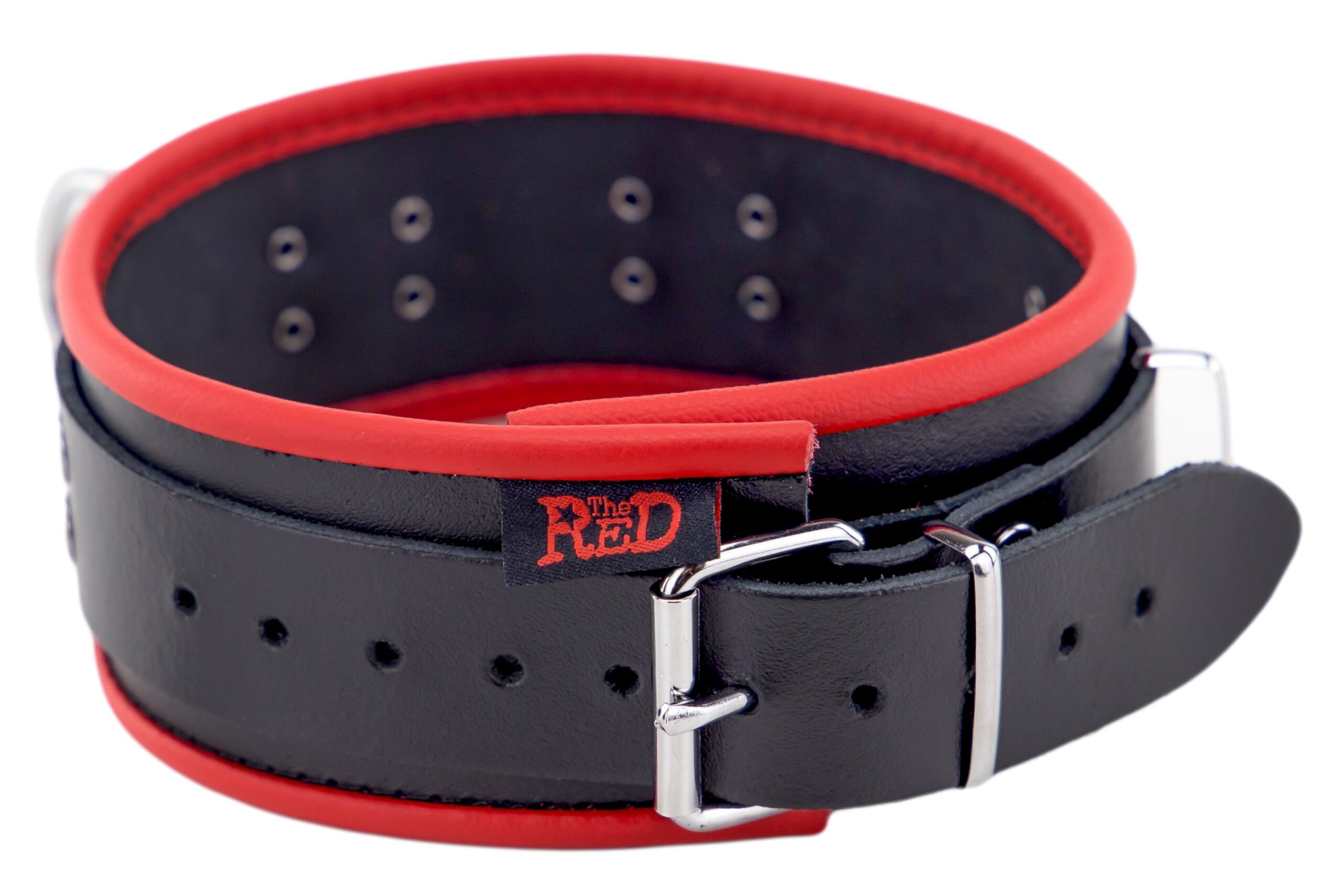 Collier en cuir avec 3 Anneaux D Rouge – Image 5