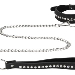 Collier-Laisse à Strass Diamond Studded Noir