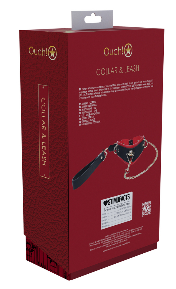 Collier-Laisse Milan Noir et Rouge – Image 3