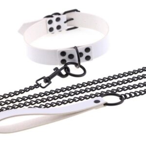 Collier-Laisse Punk Blanc