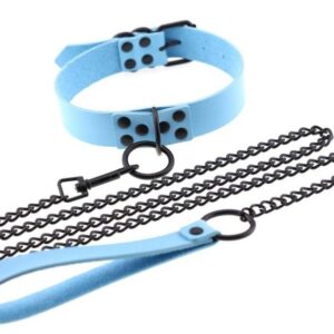 Collier-Laisse Punk Bleu ciel