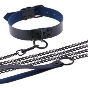 Collier-Laisse Punk Bleu marine