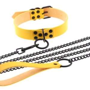 Collier-Laisse Punk Jaune