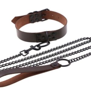 Collier-Laisse punk Marron
