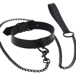 Collier-Laisse Punk Noir